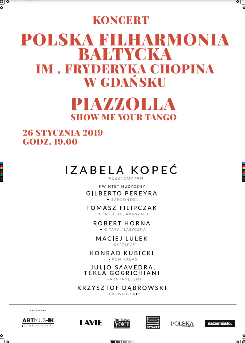 Koncert – “Piazzolla. Show me your tango” – Filharmonia Bałtycka