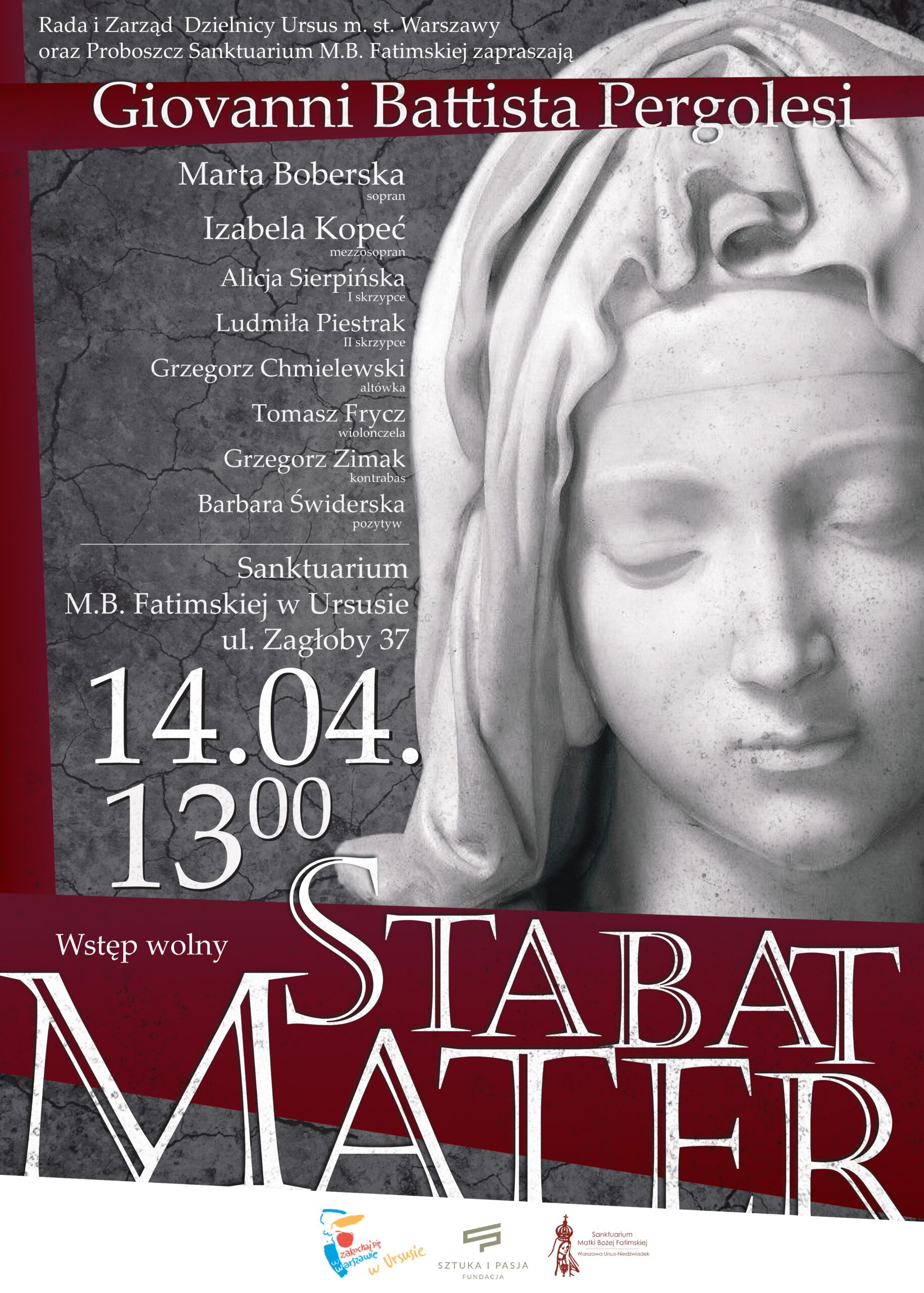 Koncert Pasyjny „Stabat Mater” – Sanktuarium Matki Boskiej Fatimskiej Warszawa – Ursus